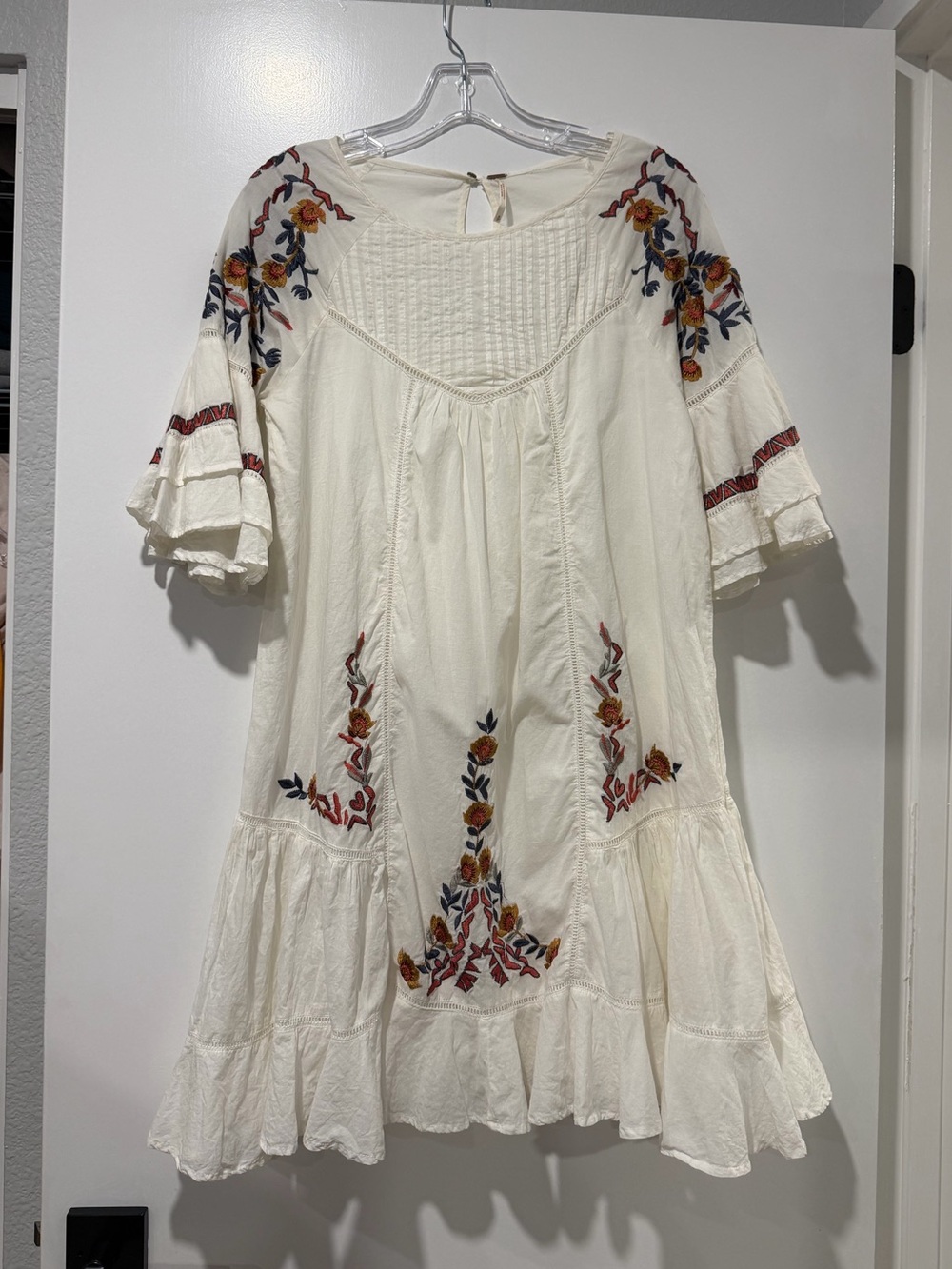 Free People Palvo Mini Dress with Multicolor Floral Embroidery